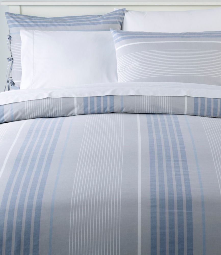Organic Cotton Comforter Cover Collection, Stripe Gray Stnd Sham L.L.Bean