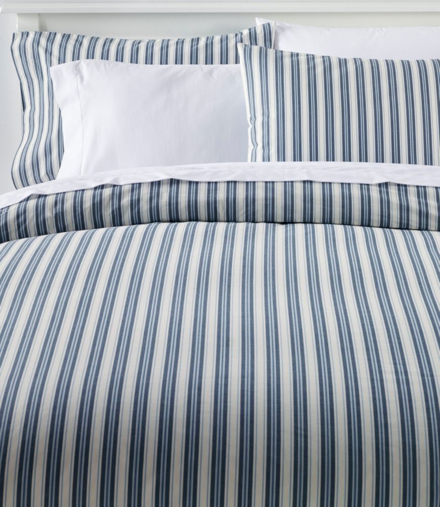 Sunwashed Percale Comforter Cover, Stripe Mariner Blue Twin, Cotton L.L.Bean