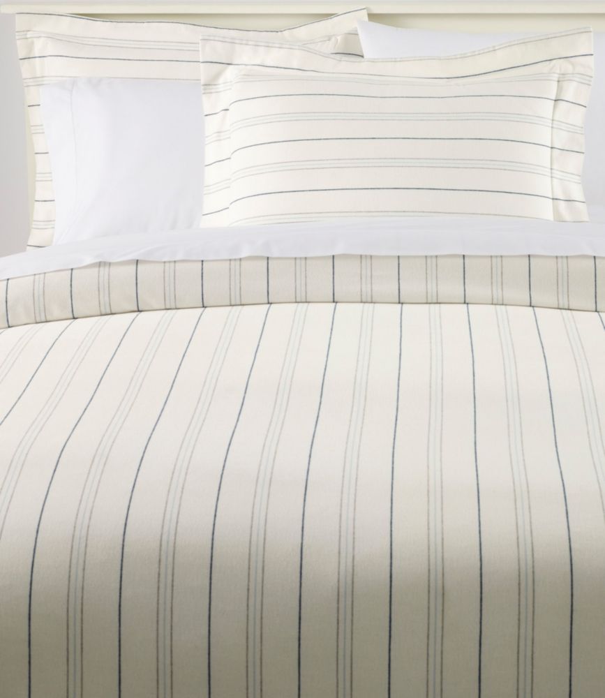 Organic Flannel Comforter Cover Collection, Stripe Sea Salt Twin L.L.Bean