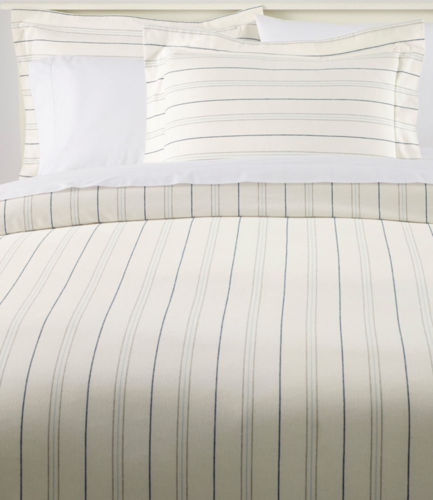 Organic Flannel Comforter Cover Collection, Stripe Sea Salt King L.L.Bean