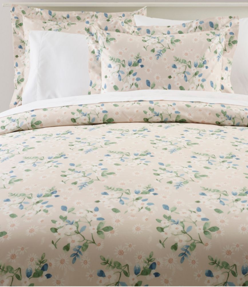 Premium Egyptian Percale Comforter Cover Collection, Daisy Antique White Full, Cotton L.L.Bean