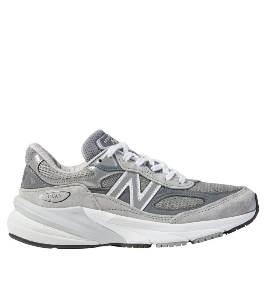 Women's New Balance 990V6 Running Shoes Grey/Grey 8.5(B), Leather/Rubber