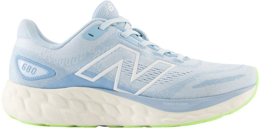 Women's New Balance 680V8 Running Shoes QuarryBlu/ChromeBlu/SSalt BleachLimeGlo 8(B), Rubber