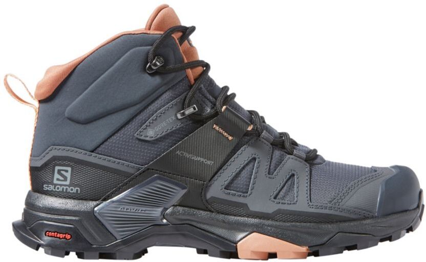 Women's Salomon X Ultra 4 GORE-TEX Hiking Boots Ebony/Mocha Mousse/AlmondCream 6.5(B), Rubber