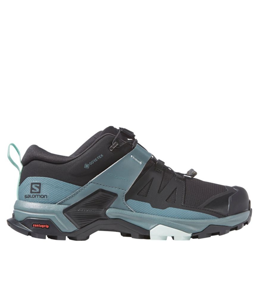 Women's Salomon X Ultra 4 GORE-TEX Trail Hiking Shoes Black/Stormy Weather/Opal Blue 11(B), Rubber