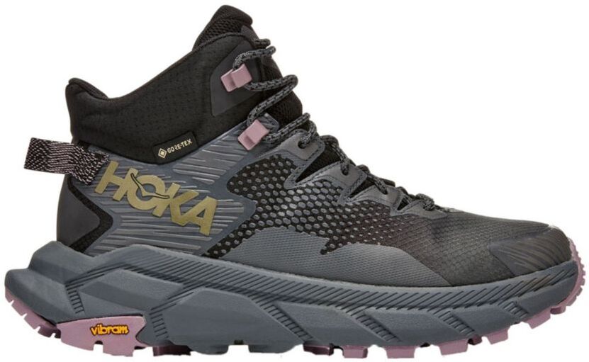 Women's HOKA Trail Code GORE-TEX Hiking Boots Black/Castlerock 8.5(B), Rubber/Metal