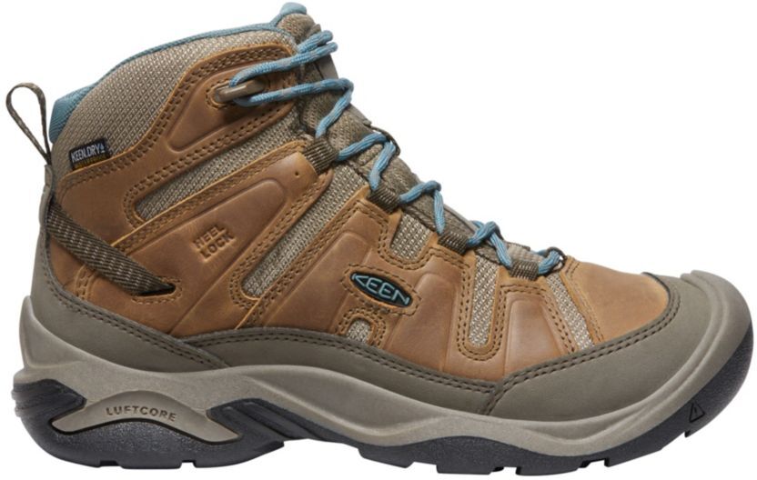 Women's Keen Circadia Waterproof Hiking Boots, Mid Toasted Coconut/North Atlantic 8(B), Leather