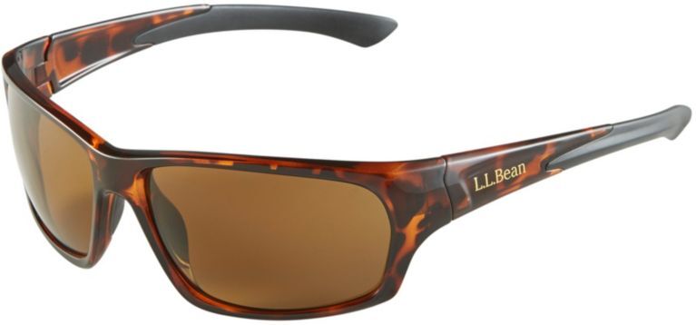 Adults' L.L.Bean Pocket Water Polarized Sunglasses Shiny Dark Demi/Brown Medium-Large, Rubber/Nylon