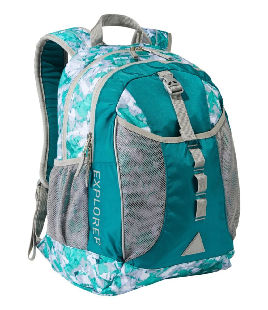 L.L.Bean Explorer Backpack, 25L, Print Teal Camo, Polyester Nylon