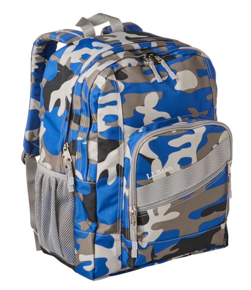 L.L.Bean Deluxe Kids' School Backpack, 32L, Print Ocean Blue Camo, Polyester/Nylon