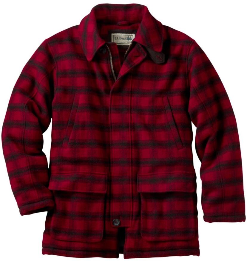 Men's Maine Guide Wool Parka, PrimaLoft Red/Black Plaid Medium, Wool/Nylon L.L.Bean