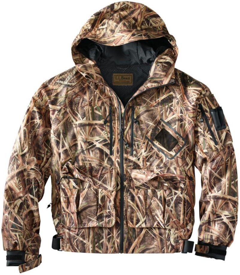 Men's L.L.Bean Waterfowler Pro Jacket Mossy Oak Shadow Grass Blades Large, TEK Waterproof System Polyester/Nylon/Neoprene