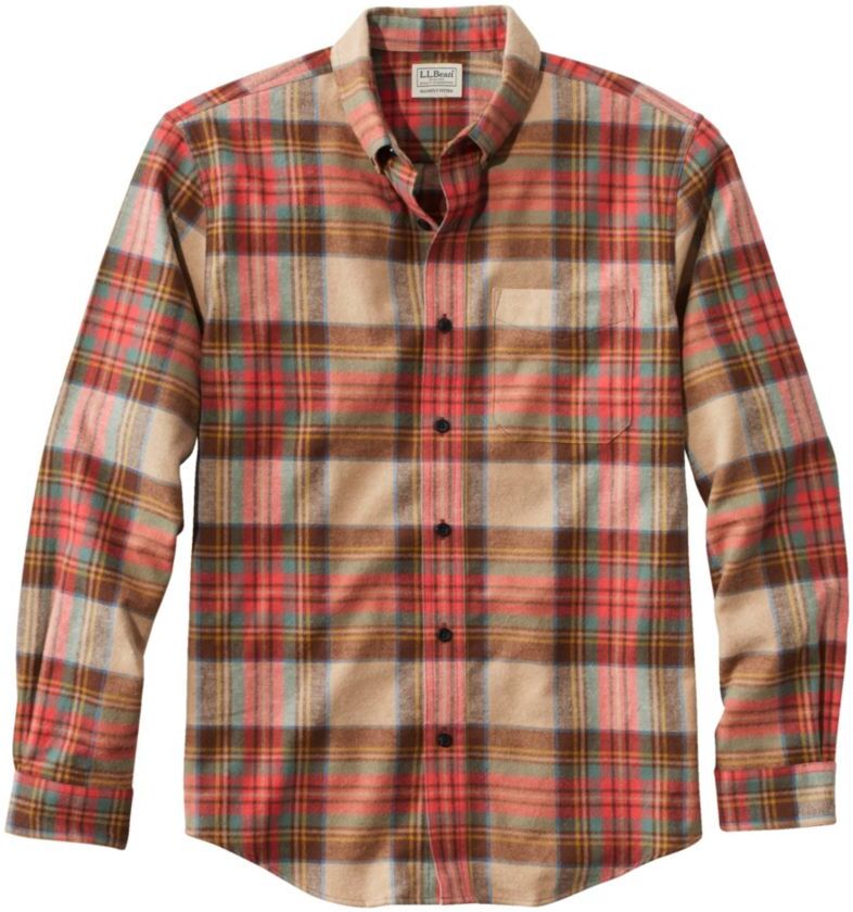 Men's Scotch Plaid Flannel Shirt, Slightly Fitted Antique Dress Stewart Extra Large L.L.Bean