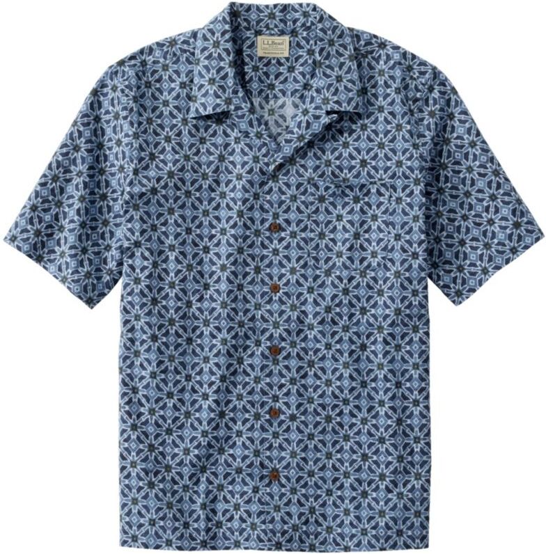 Men's Tropics Shirt, Short-Sleeve Print Mariner Geo Small, Cotton L.L.Bean