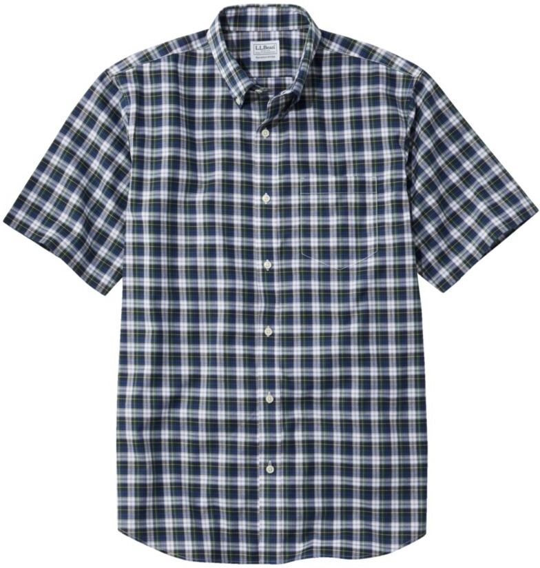 Men's Wrinkle-Free Kennebunk Sport Shirt, Traditional Fit Short-Sleeve Check Vintage Tartan Large, Cotton L.L.Bean