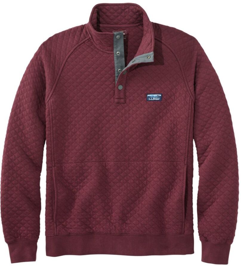 Men's Quilted Sweatshirt, Mockneck Deep Wine XXL, Polyester Cotton L.L.Bean