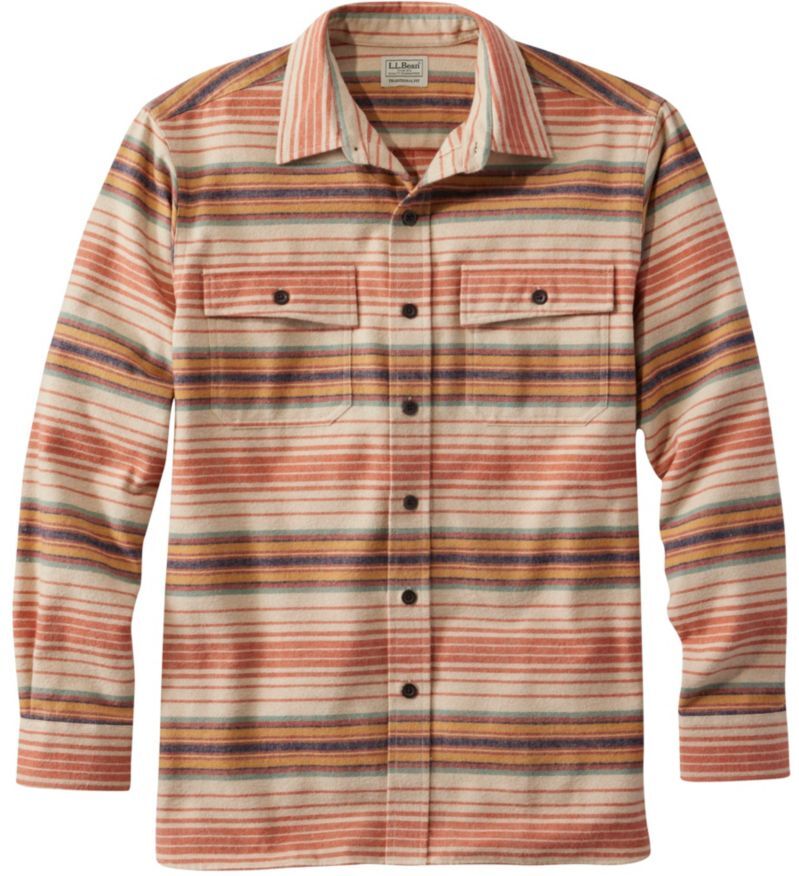 Men's Chamois Shirt, Traditional Fit, Stripe Silver Birch Medium, Flannel L.L.Bean