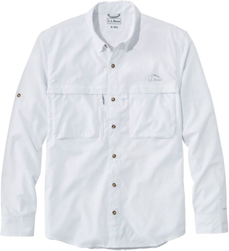 Men's Tropicwear Shirt, Long-Sleeve White Small, Synthetic/Nylon L.L.Bean