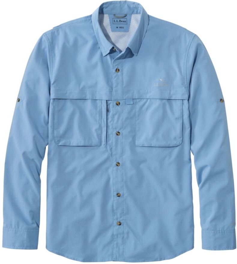 Men's Tropicwear Shirt, Long-Sleeve Soft Blue Small, Synthetic/Nylon L.L.Bean