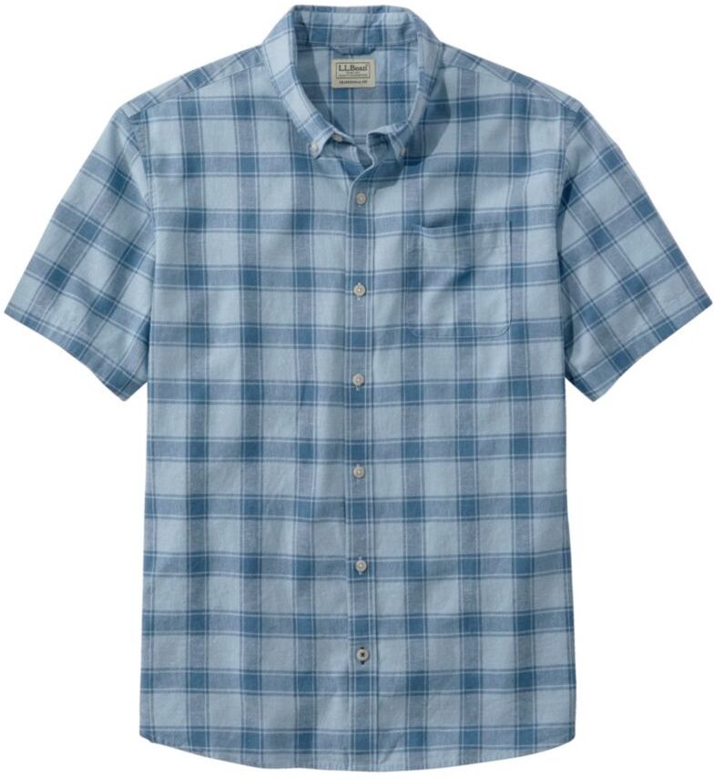 Men's Backyard BBQ Shirt, Short-Sleeve, Traditional Untucked Fit, Plaid Lake Medium, Cotton Blend L.L.Bean