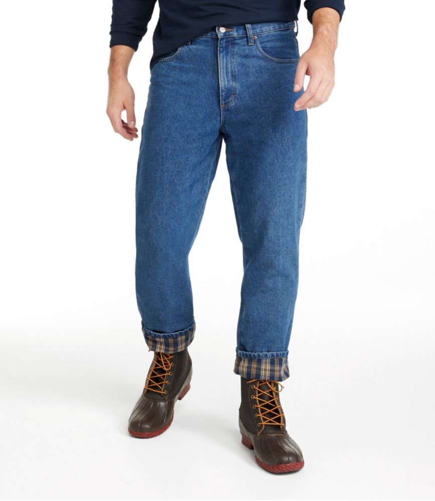 Men's Double L Jeans, Classic Fit, Flannel-Lined Stonewashed 38x30, Cotton L.L.Bean