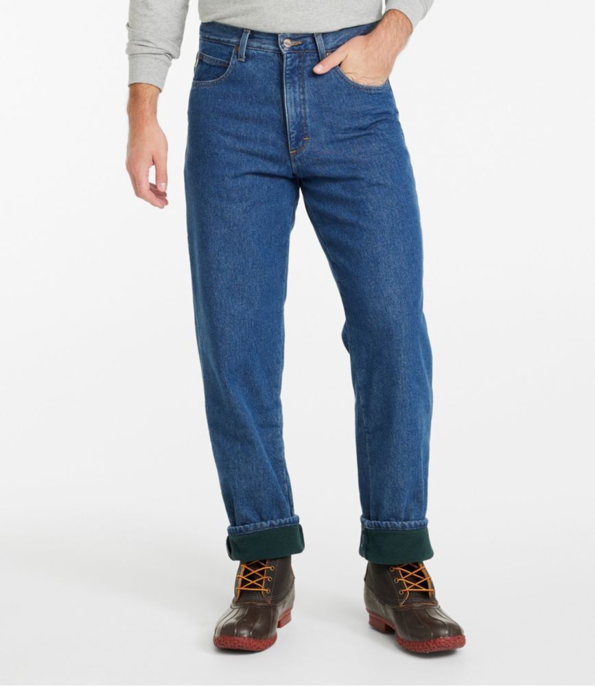 Men's Double L Jeans, Relaxed Fit, Fleece-Lined Stonewashed 38x30, Cotton L.L.Bean