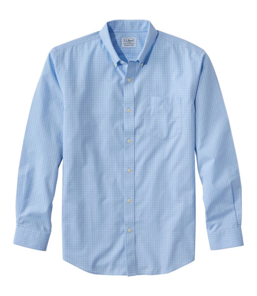 Men's Wrinkle-Free Kennebunk Sport Shirt, Slightly Fitted Check Lake Small, Cotton L.L.Bean