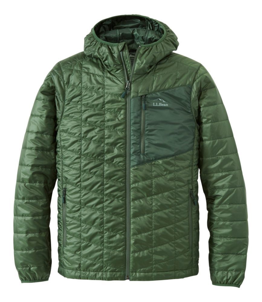 Men's PrimaLoft Packaway Hooded Jacket Rain Forest/Deep Balsam Large, Synthetic L.L.Bean