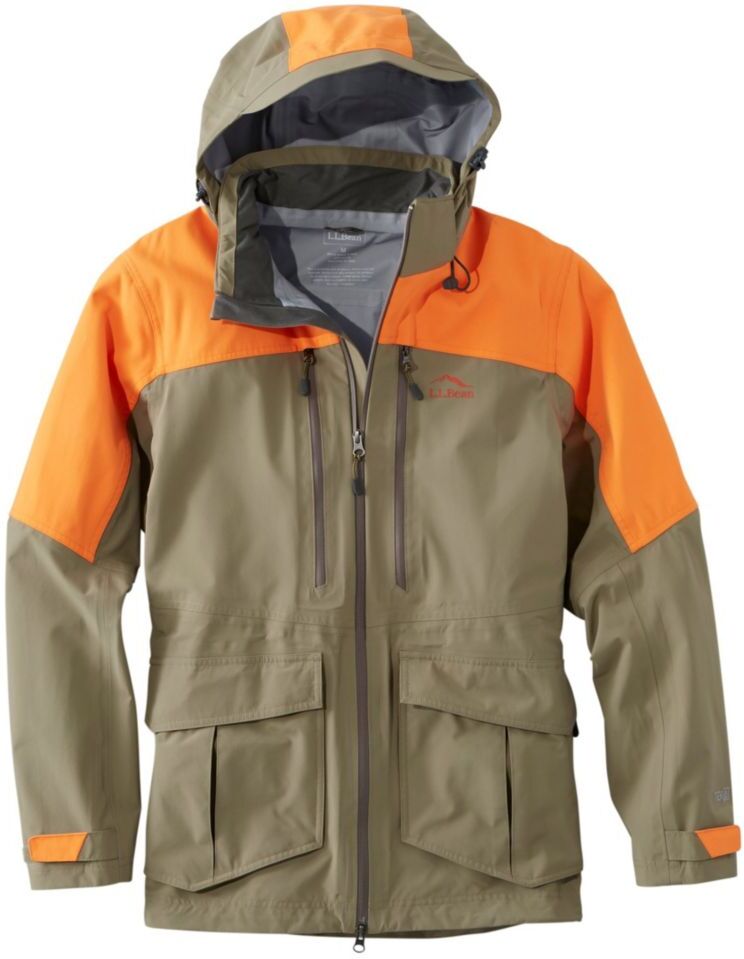 Men's Tek Upland Waterproof Jacket Dark Mushroom/Hunter Orange XXL, TEK Waterproof System Nylon L.L.Bean