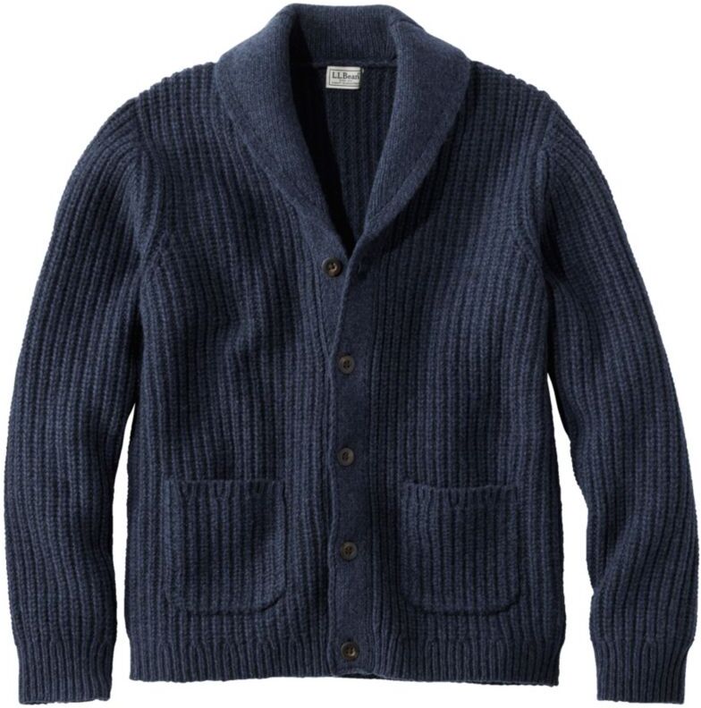 Men's L.L.Bean Classic Ragg Wool Sweaters, Cardigan Sweater Nautical Navy XXL, Lambswool Wool