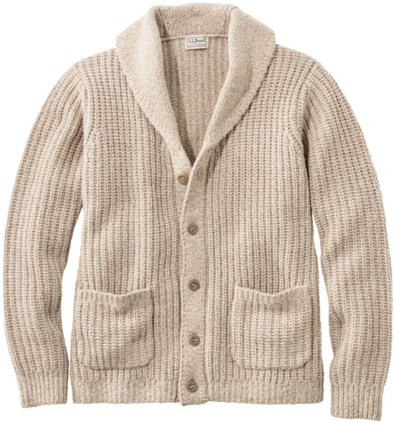 Men's L.L.Bean Classic Ragg Wool Sweaters, Cardigan Sweater Natural Extra Large, Lambswool Wool