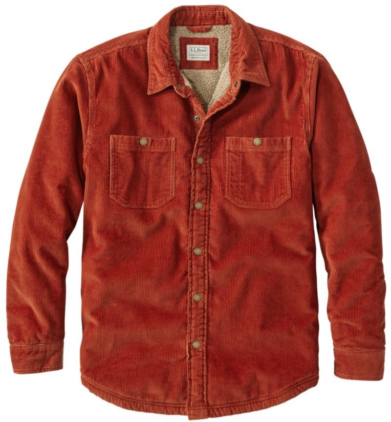 Men's 1912 Heritage Lined Shirt Jac, Corduroy Dark Russet XXL, Polyester Blend Corduroy L.L.Bean