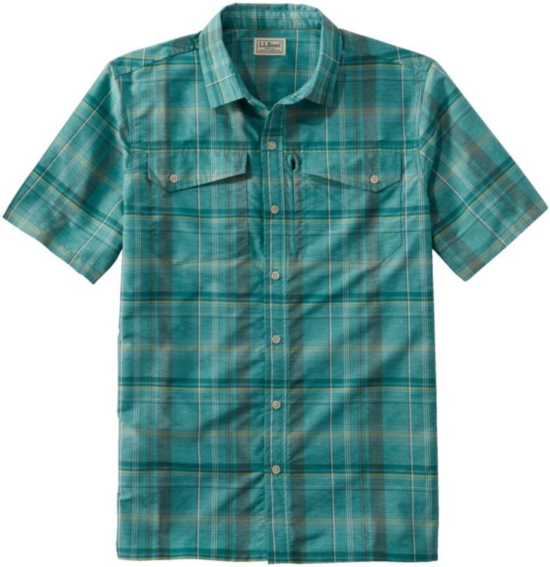 Men's SunSmart Cool Weave Shirt Short-Sleeve Blue-Green XXL, Polyester Blend Synthetic/Nylon L.L.Bean