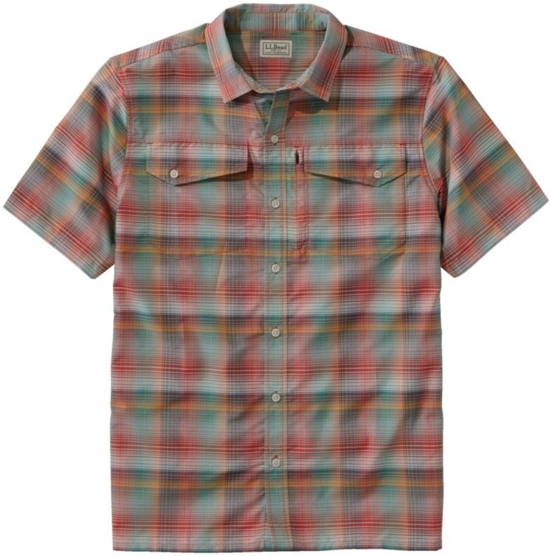 Men's SunSmart Cool Weave Shirt Short-Sleeve Russet Clay/Sea Green XXL, Polyester Blend Synthetic/Nylon L.L.Bean