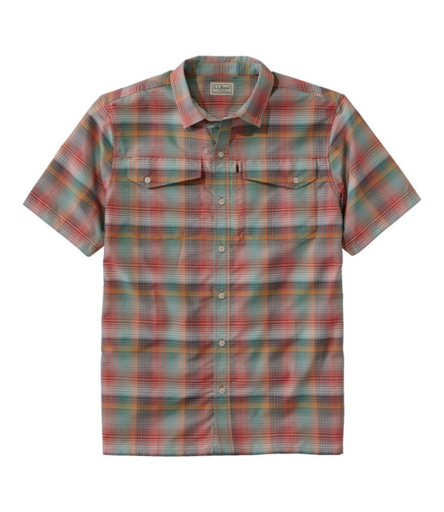 Men's SunSmart Cool Weave Shirt Short-Sleeve Russet Clay/Sea Green Medium, Polyester Blend Synthetic/Nylon L.L.Bean