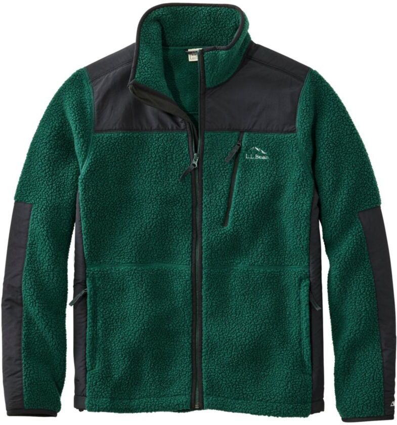 Men's Mountain Pro Polartec Fleece Jacket Black Forest Green/Black Small, Fleece/Nylon L.L.Bean