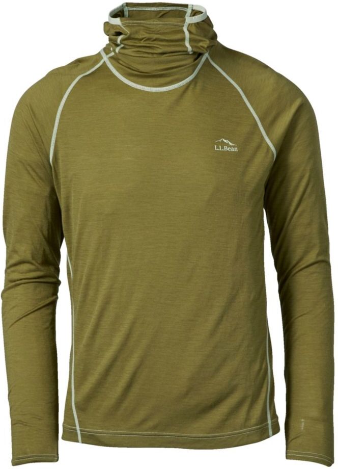 Men's Cresta Wool Ultralight 150 Base Layer - Long Underwear, Hoodie Forest Sage Large L.L.Bean