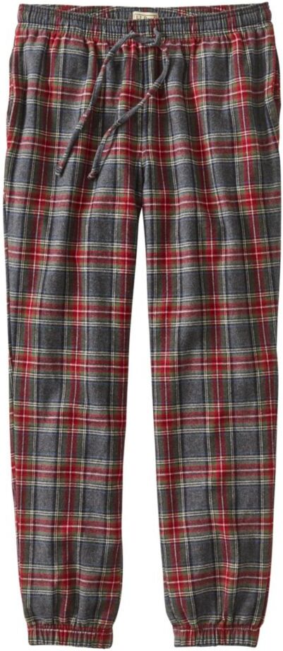 Men's Scotch Plaid Flannel Jogger Pants Grey Stewart Small L.L.Bean