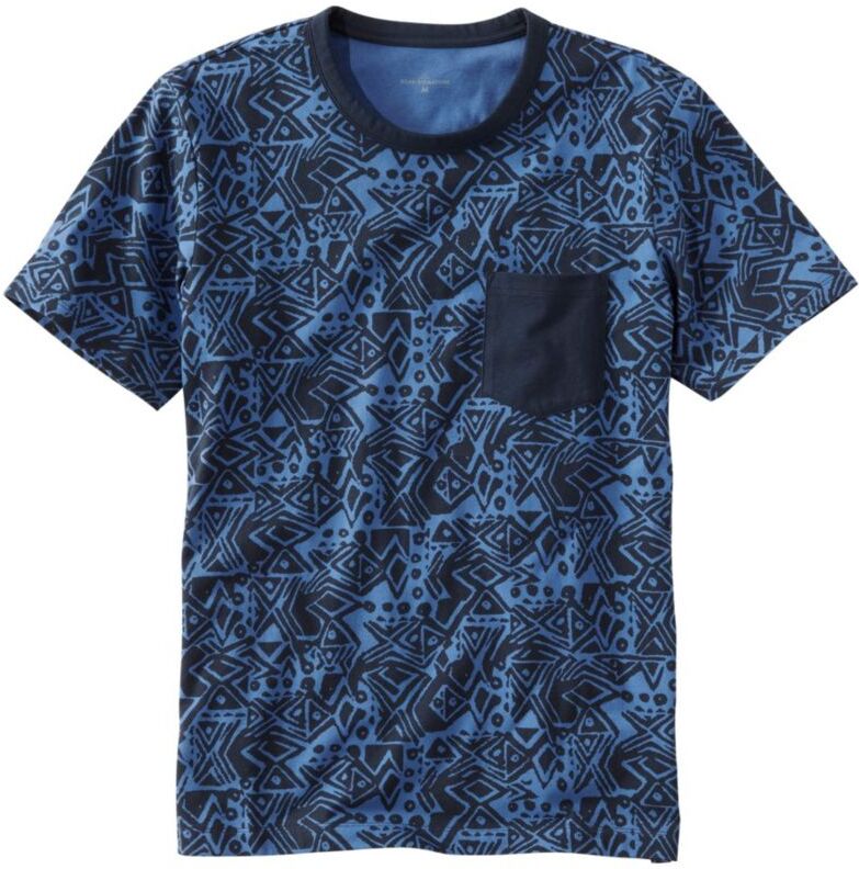 Men's Signature Rangeley Cotton T-Shirt, Short-Sleeve Atlantic Blue Print Small L.L.Bean