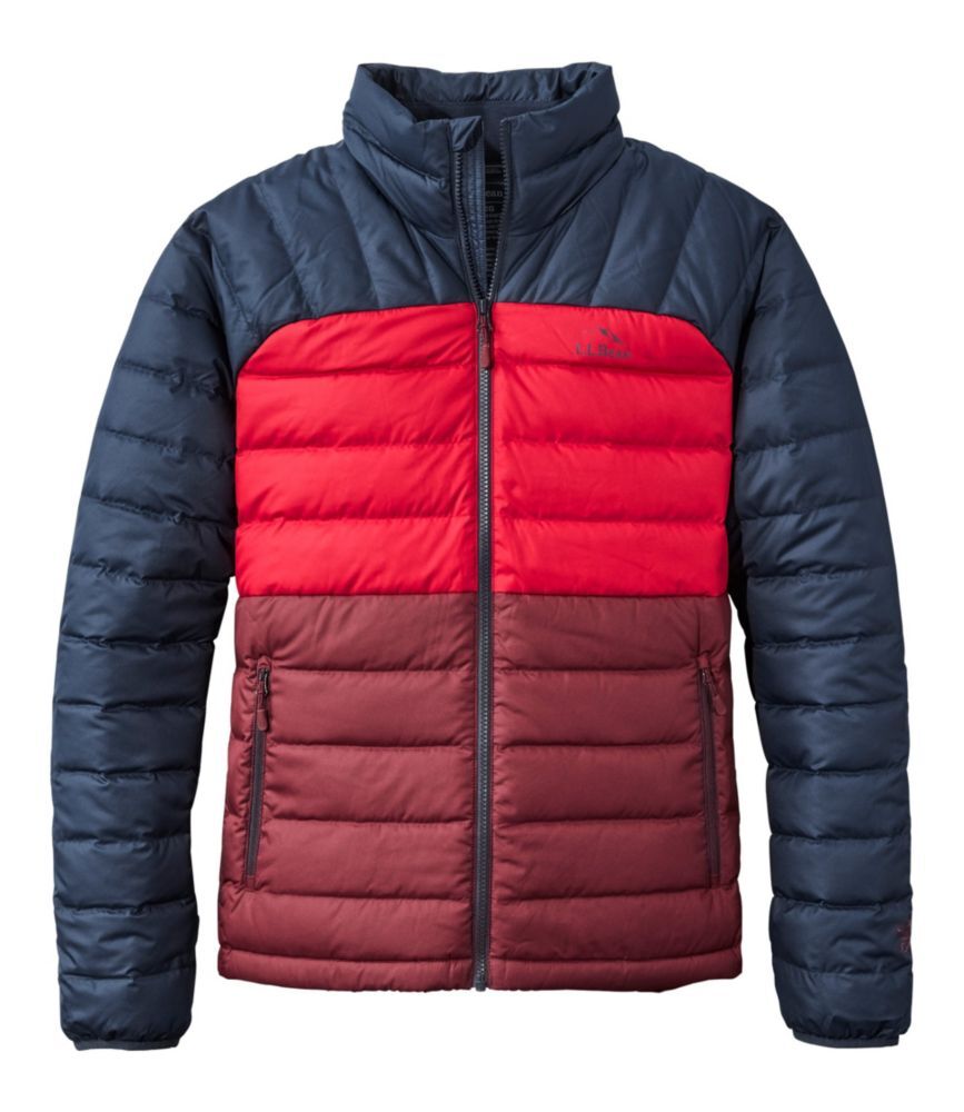 Men's Down Jacket, Colorblock Burgundy/Nautical Navy Medium, Synthetic L.L.Bean