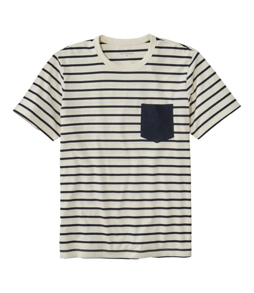 Men's Signature Rangeley Cotton T-Shirt, Short-Sleeve, Stripe Sailcloth Large L.L.Bean
