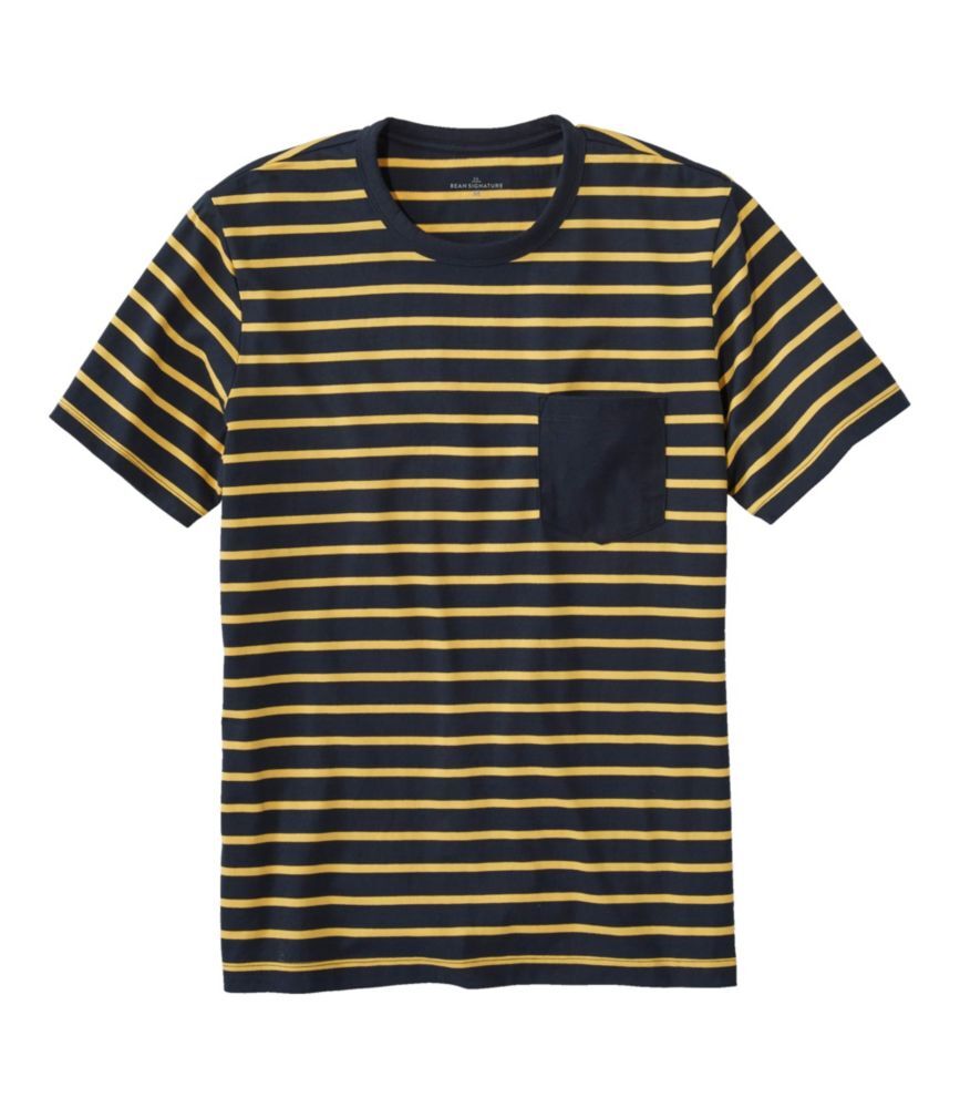 Men's Signature Rangeley Cotton T-Shirt, Short-Sleeve, Stripe Navy Medium L.L.Bean