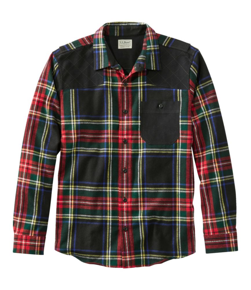 Men's Heritage Scotch Plaid Flannel Shirt, Slightly Fitted Untucked Fit Black Tartan XXL L.L.Bean