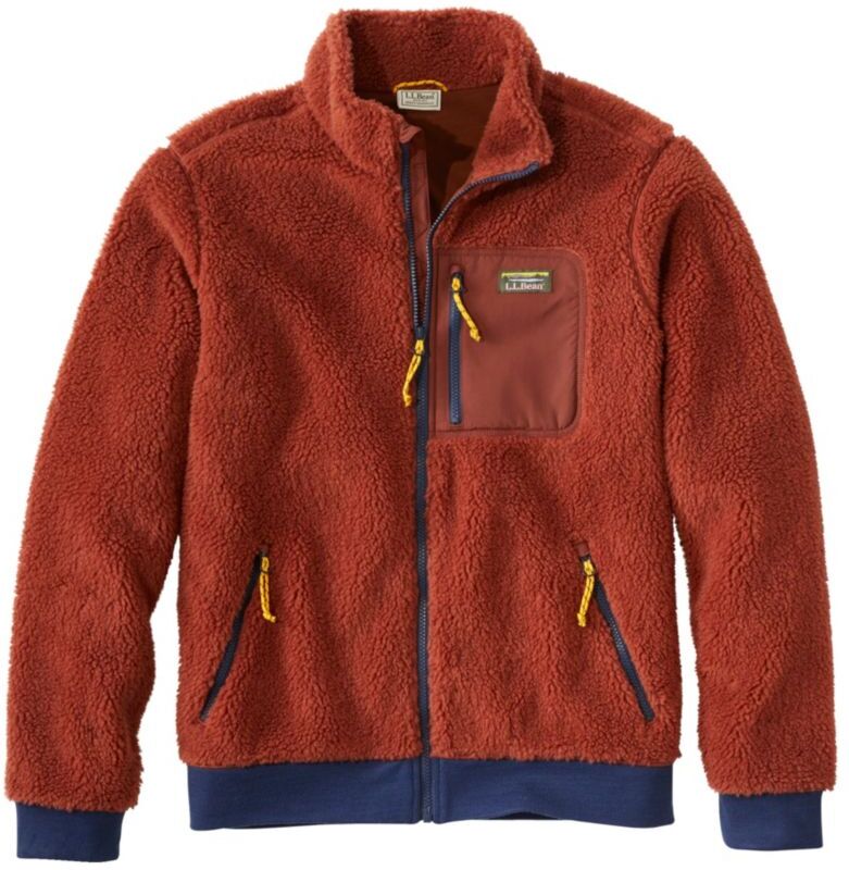 Men's Sherpa Fleece Jacket Adobe Red/Burnt Mahogany XXL, Fleece/Nylon L.L.Bean