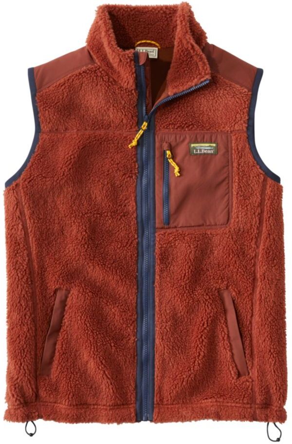 Men's Sherpa Vest Adobe Red Large, Fleece/Nylon L.L.Bean