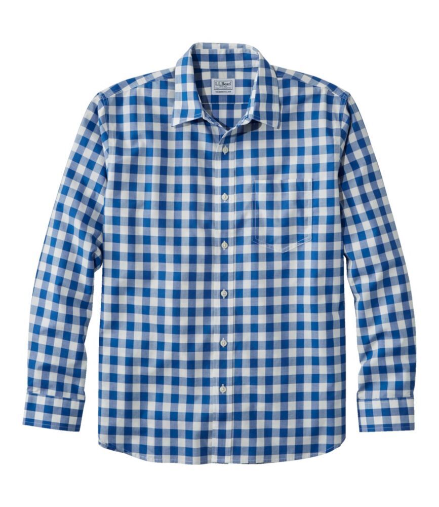Men's Wrinkle-Free Everyday Shirt, Traditional Untucked Fit, Plaid, Long-Sleeve Deep Ocean Small, Cotton L.L.Bean