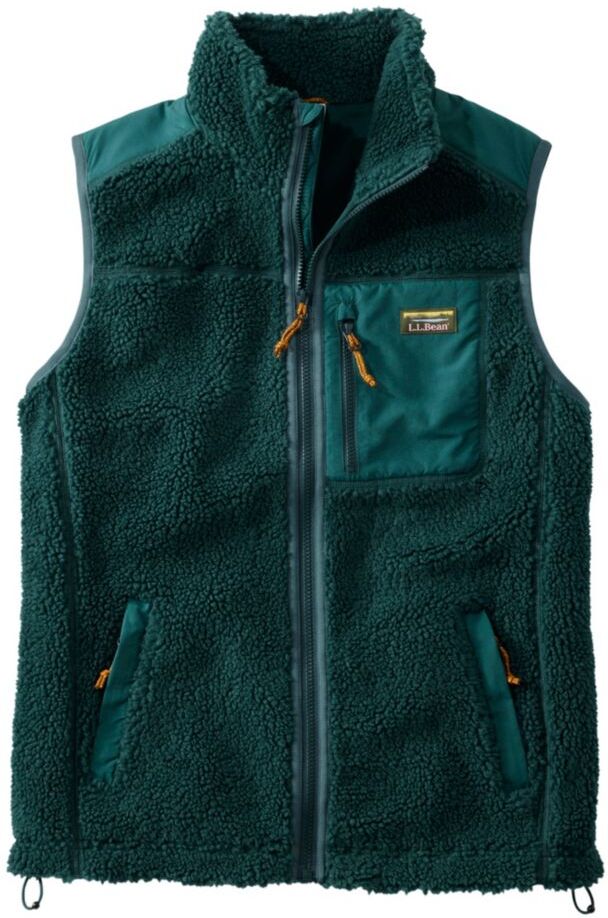 Men's Sherpa Vest Dark Pine Large, Fleece/Nylon L.L.Bean