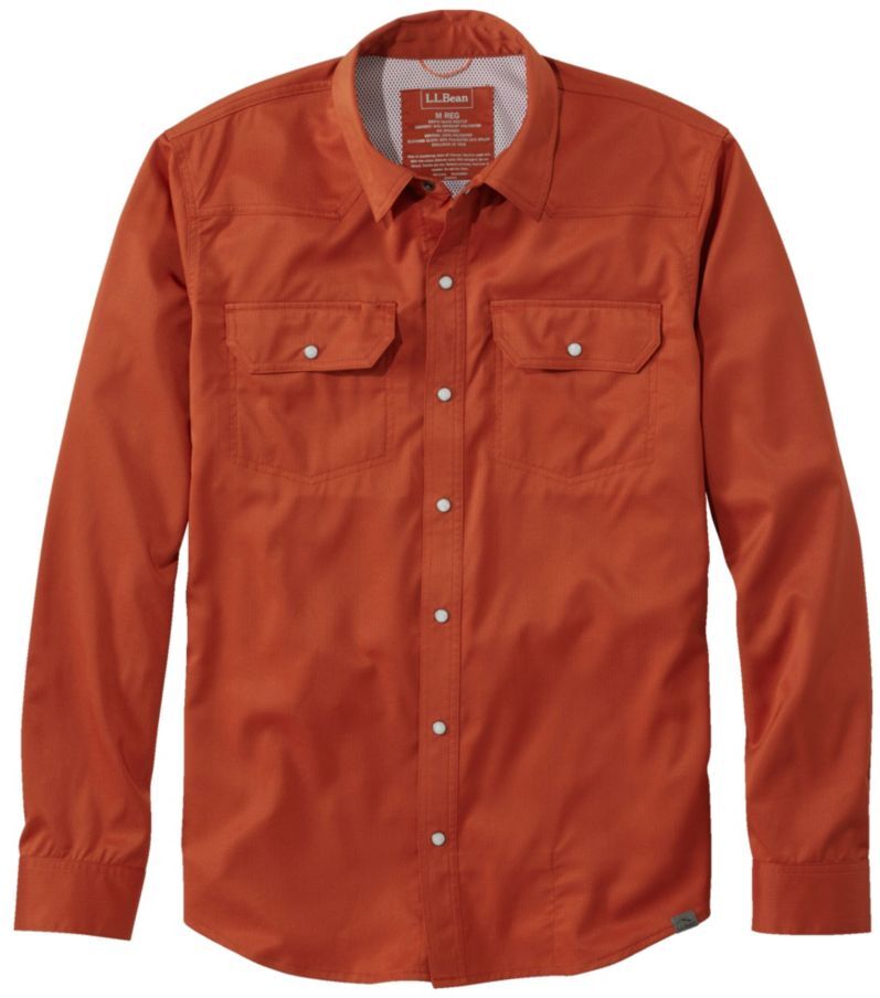 Men's West Branch Fishing Shirt, Long-Sleeve Adobe Red XXXL, Polyester Synthetic L.L.Bean