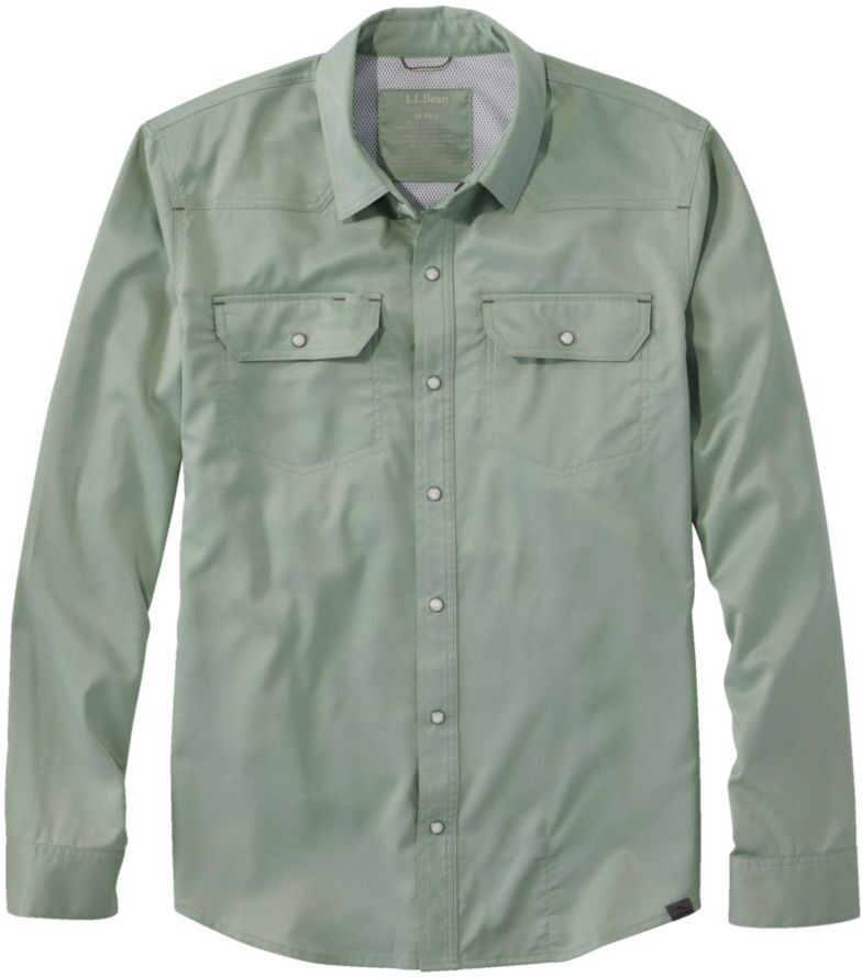 Men's West Branch Fishing Shirt, Long-Sleeve Faded Sage Small, Polyester Synthetic L.L.Bean