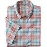 Men's Comfort Stretch Oxford, Slightly Fitted Untucked Fit, Short-Sleeve, Plaid Mineral Red Medium, Cotton Blend L.L.Bean